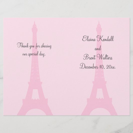 Paris Wedding Programme (Voorkant)
