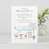 Paris Wedding Rehearsal Dinner waterverf floral Kaart (Staand voorkant)