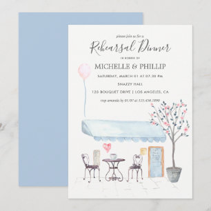 Paris Wedding Rehearsal Dinner waterverf floral Kaart