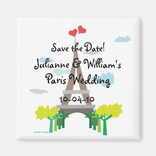 Paris Wedding Save the Date Magnet (Voorkant)