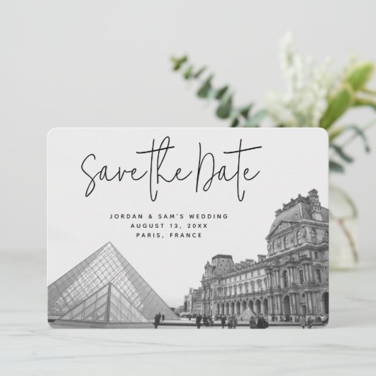 Paris Wedding Save the Date Photo Invitation Kaart (Staand voorkant)