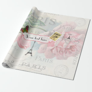 Paris Wedding  Shabby-Chic Pink Custom Cadeaupapier
