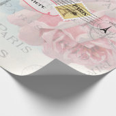 Paris Wedding  Shabby-Chic Pink Custom Cadeaupapier (Hoek)