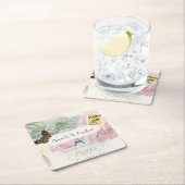 Paris Wedding  Shabby-Chic Pink Custom Kartonnen Onderzetters (Insitu)