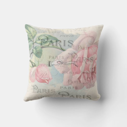 Paris Wedding  Shabby-Chic Pink Custom Kussen (Achterkant)