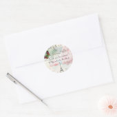 Paris Wedding  Shabby-Chic Pink Custom Ronde Sticker (Envelop)