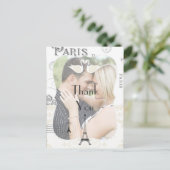 Paris Wedding Theme Bedankt Briefkaart (Staand voorkant)