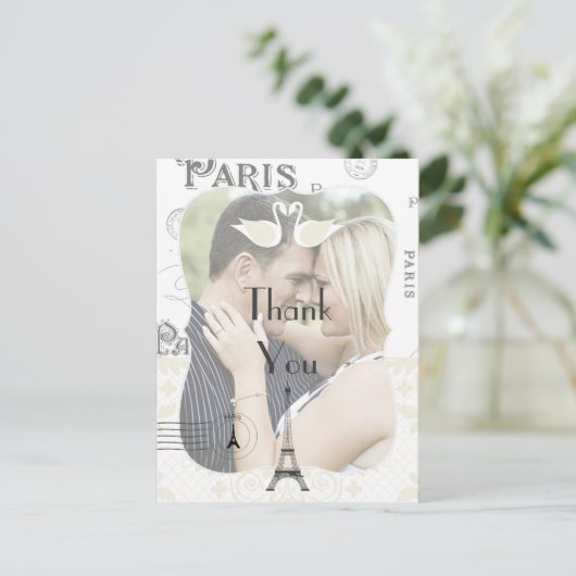 Paris Wedding Theme Bedankt Briefkaart (Staand voorkant)