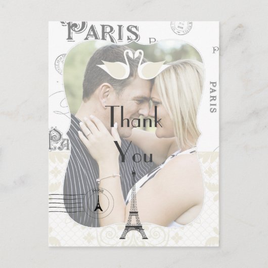 Paris Wedding Theme Bedankt Briefkaart (Voorkant)