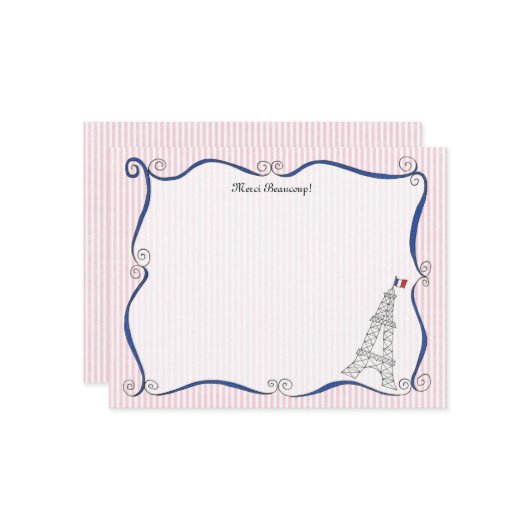 Paris Whimsy Personalized Note Cards Notitiekaartje (Voorkant / Achterkant in situ)