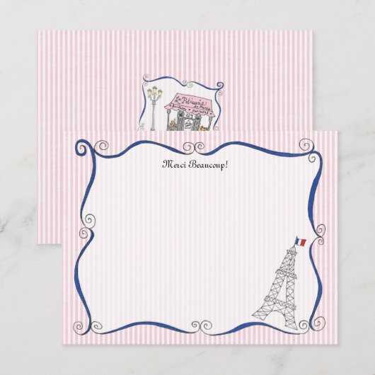 Paris Whimsy Personalized Note Cards Notitiekaartje (Voorkant / Achterkant)