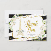 Paris White Floral Vrijgezellenfeest Hartelijk dan Bedankkaart (Voorkant)