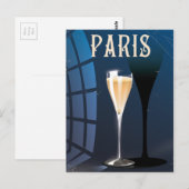 Paris wijn drink vintage stijl reisposter briefkaart (Voorkant / Achterkant)