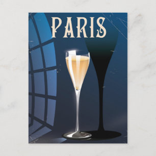 Paris wijn drink vintage stijl reisposter briefkaart