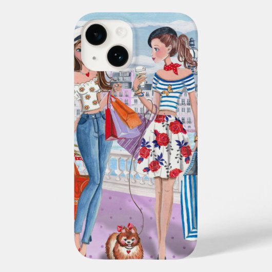 Paris Winkeled Mode Meisjes Chic Geïllustreerd Case-Mate iPhone Case (Achterkant)