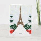 Paris Winter Eiffel Tower Topiary Kerstmis Feestdagen Kaart (Achterkant)