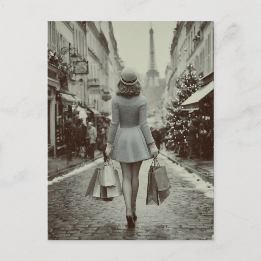 Paris Winter Shopping Stroll Feestdagenkaart (Voorkant)