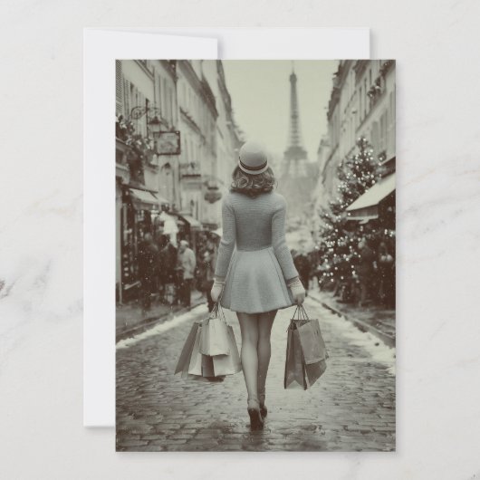 Paris Winter Shopping Stroll Feestdagenkaart (Voorkant)