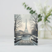 Paris Winter Snow Eiffel Tower Briefkaart (Staand voorkant)