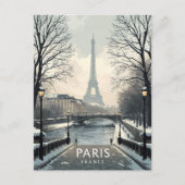 Paris Winter Snow Eiffel Tower Briefkaart (Voorkant)