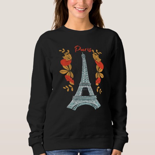 Paris With Autumn Leaves Eiffel Tower in Fall Fren Trui (Voorkant)