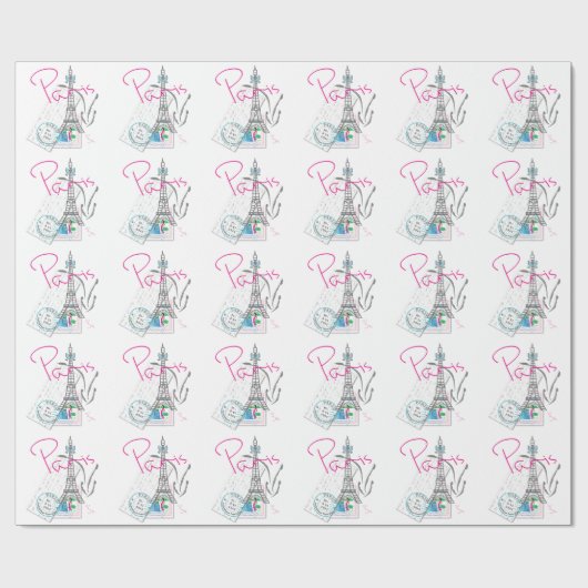 "Paris with Love and Eiffel Tower Cadeaupapier (Vlak)