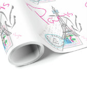 "Paris with Love and Eiffel Tower Cadeaupapier (Rol Hoek)
