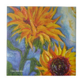 Paris' Yellow Sunflower Tile Tegeltje (Voorkant)