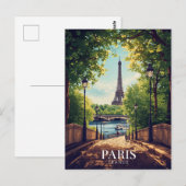 Paris Zomer Park Eiffeltoren Briefkaart (Voorkant / Achterkant)