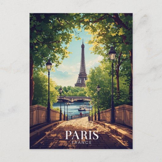 Paris Zomer Park Eiffeltoren Briefkaart (Voorkant)