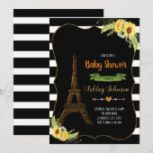 Paris Zonnebloem baby shower uitnodiging (Voorkant / Achterkant)