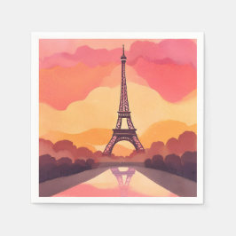 Paris Zonsondergang | Eiffeltoren Frankrijk Aquare Servet