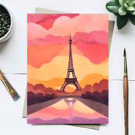 Paris Zonsondergang | Eiffeltoren Frankrijk Waterv Briefkaart