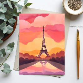 Paris Zonsondergang | Eiffeltoren Frankrijk Waterv Briefkaart