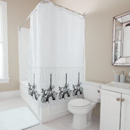 Paris Zwart Wit Elegant Bloeien Douchegordijn