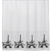 Paris Zwart Wit Elegant Bloeien Douchegordijn (Voorkant)