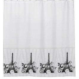 Paris Zwart Wit Elegant Bloeien Douchegordijn