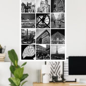 PARIS zwart-wit fotografie-collage Poster (Thuiskantoor)