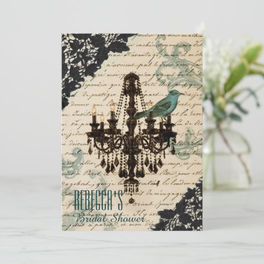 parischandelier  vrijgezellenfeest kaart (Staand voorkant)