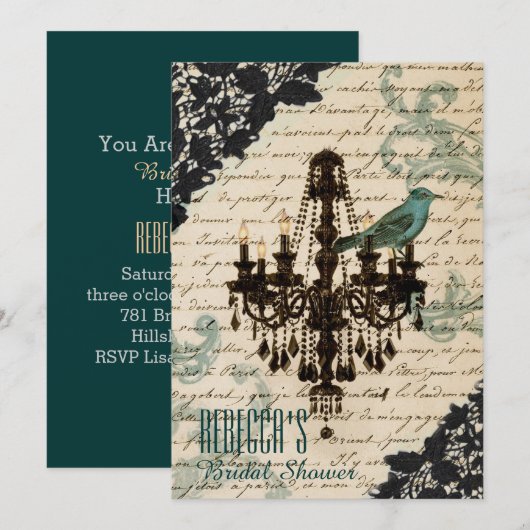 parischandelier  vrijgezellenfeest kaart (Voorkant / Achterkant)