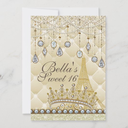 ParisDiamond en Parels Uitnodigingen voor verjaard (Achterkant)