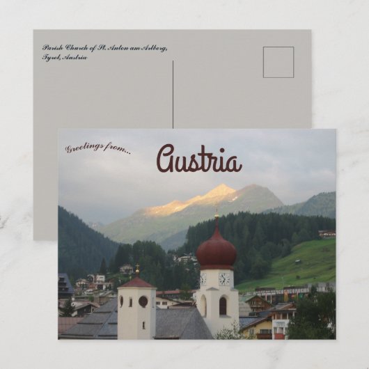 Parish Church of St. Anton am Arlberg Austria Briefkaart (Voorkant / Achterkant)