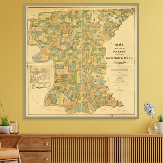 Parish of East Baton Rouge, Louisiana Map (1895) Canvas Afdruk (Insitu (Woonkamer))