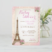  Parisiaans Baby shower Kaart (Staand voorkant)