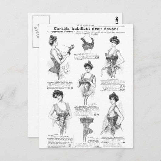 -Parisiaans corset-ad Briefkaart (Voorkant / Achterkant)