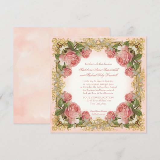 Parisiaans  Roos Manor House Formal Wedding Kaart (Voorkant / Achterkant)