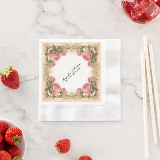 Parisiaans  Roos Manor House Formal Wedding Servetten (Insitu)