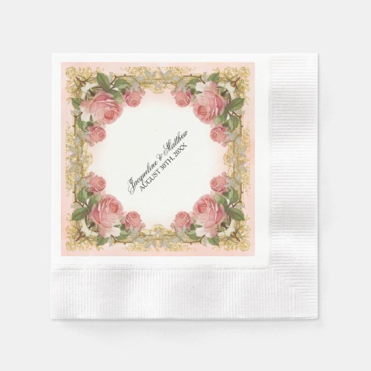 Parisiaans  Roos Manor House Formal Wedding Servetten (Voorkant)