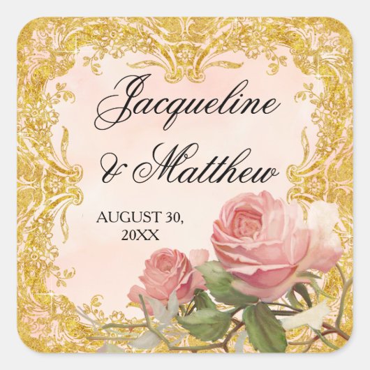 Parisiaans  Roos Manor House Formal Wedding Vierkante Sticker (Voorkant)