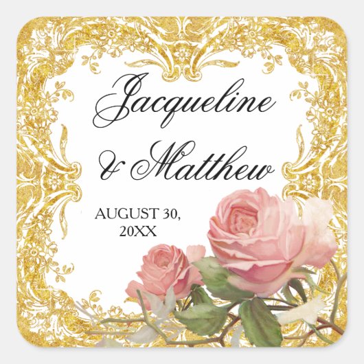 Parisiaans  Roos Manor House Formal Wedding Vierkante Sticker (Voorkant)